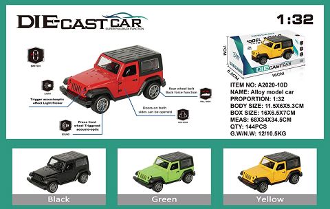 Simulation wrangler alloy car two doors