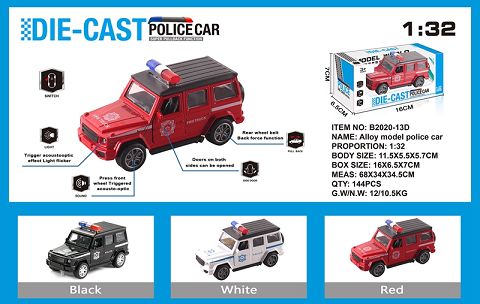Simulated mercedes-benz G550 police car alloy car with two doors with lights and music