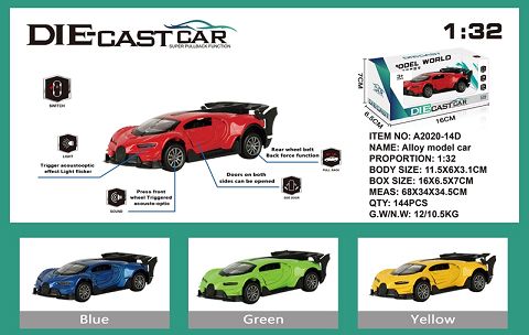 Simulation bugatti alloy car two doors with light music