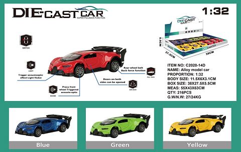 Simulation bugatti alloy car two doors with light music