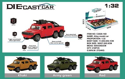 Simulated humvee military car alloy car two doors with lights and music