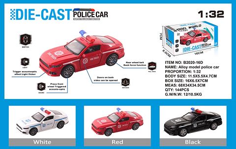 A mustang police car with alloy doors