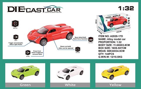 Simulation pagani alloy car two doors with light music