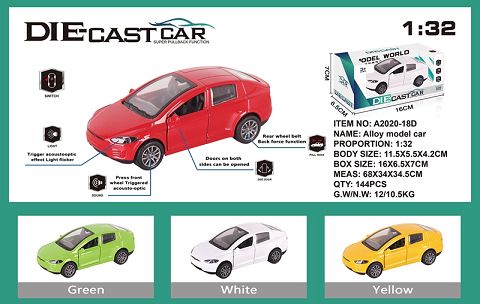 The simulated trace alloy car has two doors with light and music