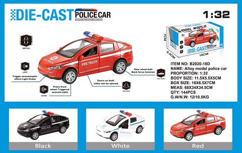 Simulated tesla police car police car alloy car with two doors with light music