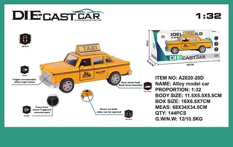 Artificial alloy car two open taxi light music car