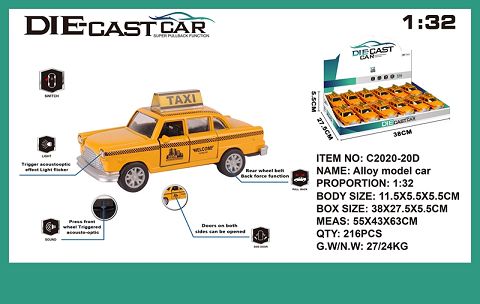Simulated alloy car two open door taxi
