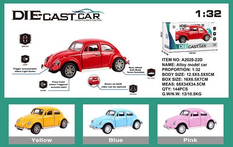 An imitation alloy car with two doors and a beatle with light and music