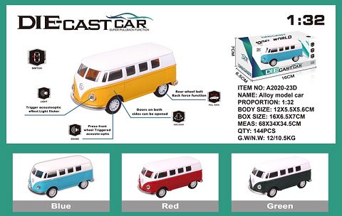 Simulated alloy car two open the door bus old car with light music