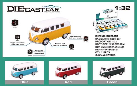 Simulated alloy car two open the door bus old car with light music
