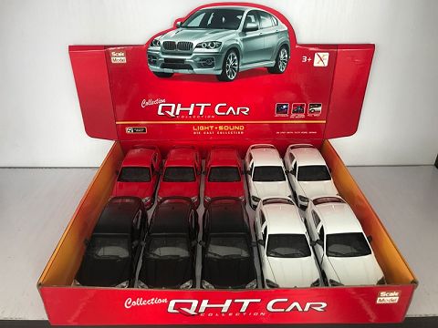 1:28 BMW X6 alloy return sports car, 4 doors (10 pieces in a display box, 1 style in 3 colors mixed)