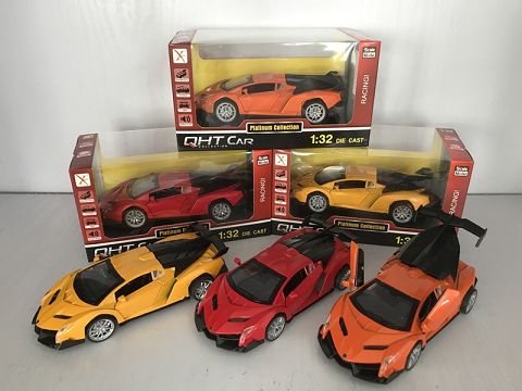 1:28 lamborghini poison alloy resilience sports car, 3 doors (window box holder, 1 style with 3 colors)