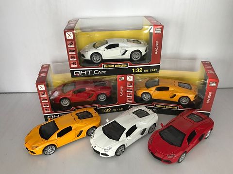 1:28 lamborghini Daniel alloy sports car, 4 doors (window box bracket, 1 style, 3 colors mixed)