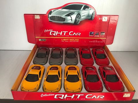 1:28 ferrari 458 alloy resilience sports car, 4 doors, 3 sound effects (10 PCS in a display box, 1 3-color hybrid)