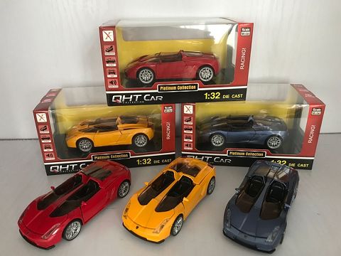 1:28兰博基尼爱马仕合金回力跑车,4开门，开门声光3音效（开窗盒支架,1款3色混装）