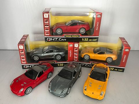 1:28 ferrari 599 alloy resilience sports car, 2 doors, 3 sound effects (window box holder, 1 3-color hybrid)
