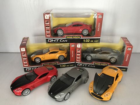 1:28 aston Martin alloy return sports car, 3 doors (window box bracket, 1 style with 3 colors)