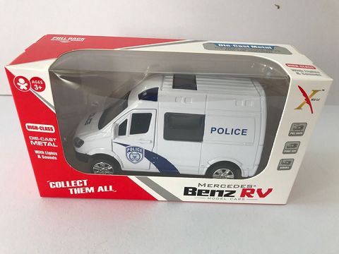 1:32 mercedes-benz rv alloy recovery police car, 4 doors, (window box, 1 style and 1 color mixed)
