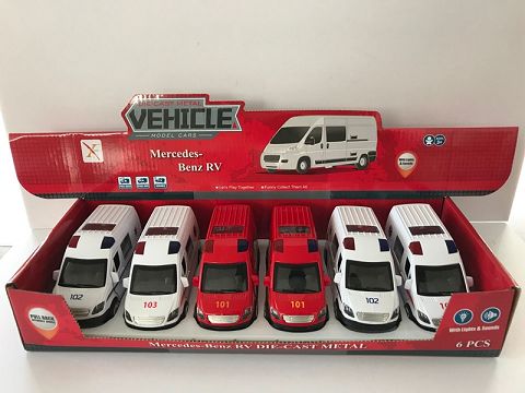 1:32 mercedes-benz rv alloy Russian police car, 4 doors, lights with sound and light (6 in a display box, 1 model with 3 colors)