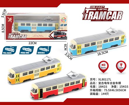 1:90 (classic board) tram alloy sports car,2 doors, light with sound and light (window box,1 style and 3 colors mixed)