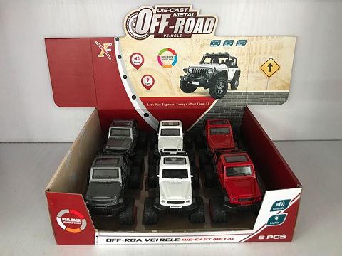 1:32G63 alloy return wheel,2 doors, light with sound and light (1 type 2 color mixed 6 PCS in one display box)
