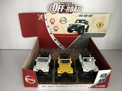 1:32 wrang man (convertible) alloy return wheel,2 doors, light with sound and light (1 style,2 colors mixed with 6 pieces in one display box)