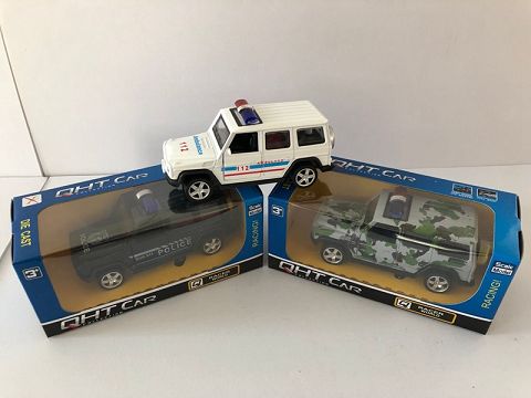 1:32奔驰G65合金回力警车,2开门，（开窗盒,1款各1色混装）