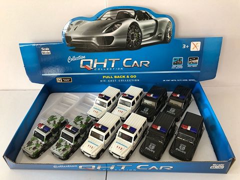 1:32奔驰G65合金回力警车,2开门，（1款各1色混装12只装一展示盒）