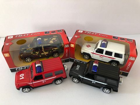 1:32 mercedes-benz G65 alloy recoil force + Russian car, 2 doors, sound and light in front light (window box, 1 style, 1 color mixed)