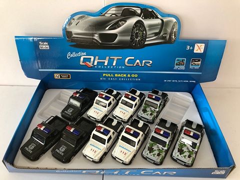 1:32奔驰G63合金回力警车,2开门，（1款各1色混装12只装一展示盒）