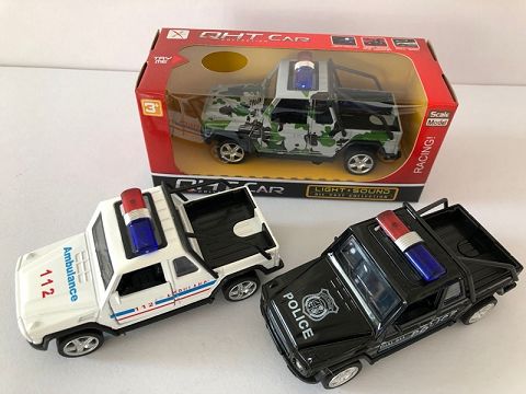 1:32 mercedes-benz G63 alloy recovery police car, 2 doors, front light with sound and light (window box, 1 style, 1 color mixed)