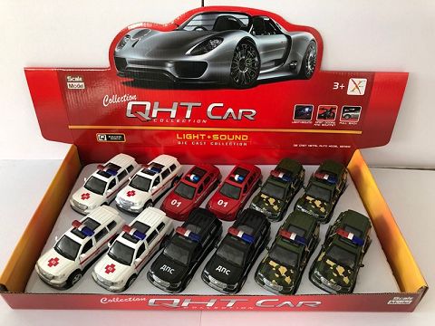 1:32 Toyota domineering crony + Russian car, 4 doors open, sound and light inside front light (12 in a display box, one color mixed)