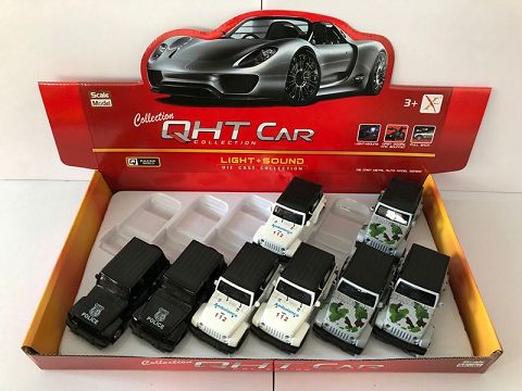 1:32 wrang man with bucket alloy recovery police car,2 doors, sound and light in front of the light (1 style, 1 color mixed with 12 pieces in one display box)