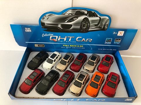 1:32 GT bentley alloy recoil car, 2 doors open, (1 style mixed with 3 colors for 12 pieces in one display box)