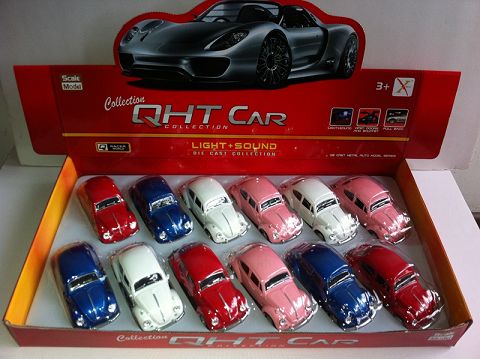 1:32 combination jinhui old car opens three doors, with sound and light in the front light (one four-color mixed 12 pieces in one display box)