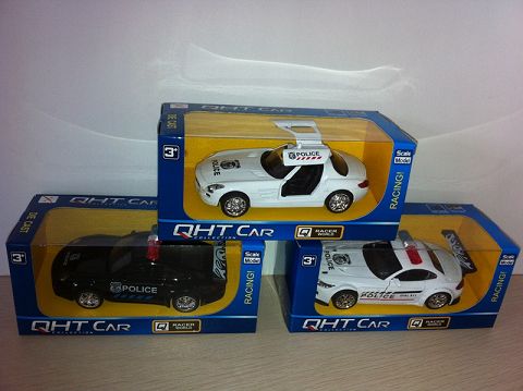 BMW Z4 porsche GT3 mercedes-benz SLS alloy recovery police car, door open (window box, three two-color hybrid)