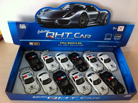 BMW Z4 porsche GT3 mercedes-benz SLS alloy recovery police car with open door (3 2-color mixed 12 PCS in one display box)