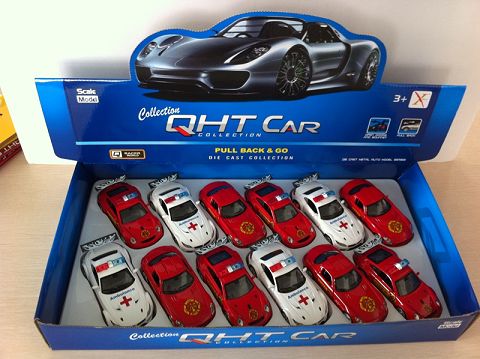 BMW Z4 porsche GT3 mercedes-benz SLS alloy resilience fire ambulance, door open (three two-color mixed 12 PCS in one display box)