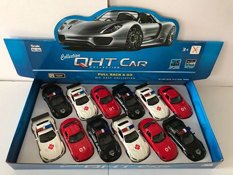 BMW Z4 porsche GT3 mercedes-benz SLS alloy resilience Russian ambulance, door open (three two-color mixed 12 PCS in a display box)