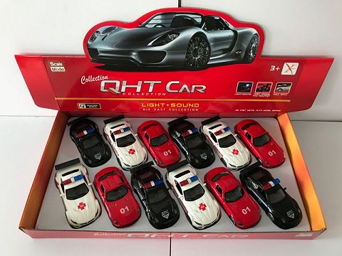 BMW Z4 porsche GT3 mercedes-benz SLS alloy recovery Russian ambulance door, front light with sound and light (three two-color mixed 12 PCS in one display box)