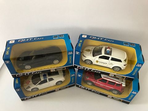 1:32 BMW mini cool bar, porsche 918, lamborghini bat, land rover aurora alloy recoil Russian car, ambulance, door open (window box, four two-color mixed)
