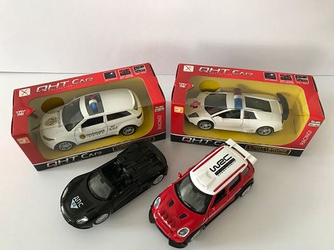 1:32 BMW mini cool bar, porsche 918, lamborghini bat, land rover aurora alloy recoil Russian car, ambulance, door open, sound and light in front light (window box, four two-color mixed)