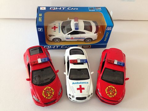 1:32 Volkswagen sangku, Honda, bentley, nissan alloy recoil fire engine, ambulance, door open (window box, four two-color mixed)