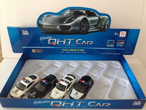 1:32 dzog, Honda, bentley, nissan alloy recovery police car, door open (four two-color mixed 12 PCS in one display box)