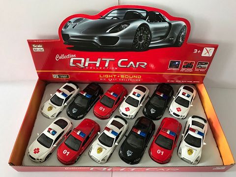 1:32 Volkswagen sangkuo, Honda, bentley, nissan alloy recoil Russian car, ambulance, door open, sound and light in front light (four two-color mixed 12 pieces in one display box)