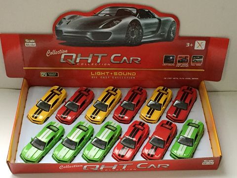 1:32 hornet alloy return sports car,4 doors, sound and light in front light (12 in a display box, one in three colors)