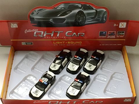 1:32 bumblebee alloy recovery police car,4 doors, front light with sound and light (12 in a display box, one color mixed)