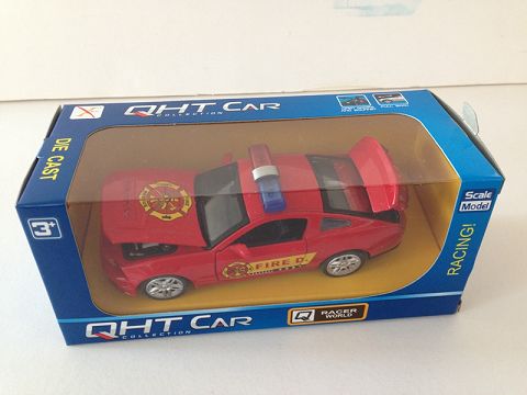 1:32 mustang alloy recoil fire truck,4 door opening (window box, one color mixed)