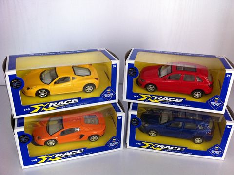 1:43合金回力跑车（开窗盒,四款各2色混装）