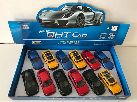 1:32宝马X6，M5，法拉利，悍马，合金回力跑车,2开门（12只装一展示盒,四款各一色混装）